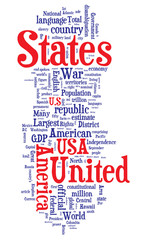 USA word cloud illustration. Graphic tag collection