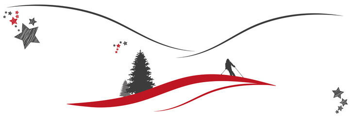 Fototapeta premium Weihnachtliche Berglandschaft mit Sternen im Panorama