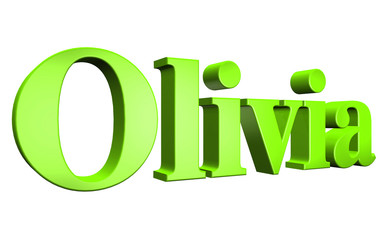 3D Olivia text on white background