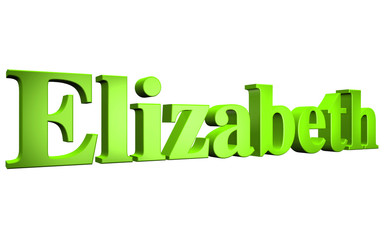3D Elizabeth text on white background