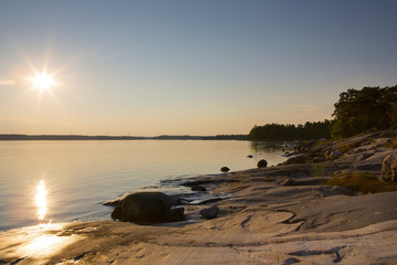 Fototapeta na wymiar A beautiful sunset by the sea in Finland.