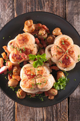 grilled meat and mushroom
