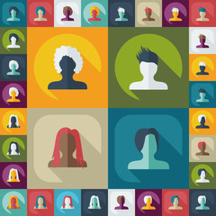 Flat modern design with shadow Man silhouette creative hairstyle