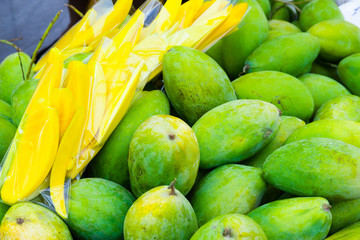 Green and yellow mango.