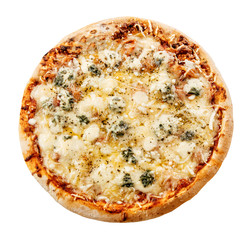 Delicious four cheeses Italian pizza