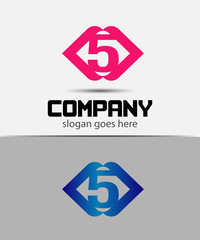 Number logo design.Number five logo.Logo 5 vector template

