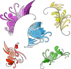 Doodle floral elements. Decoration elements for design invitation, wedding cards, valentines day, greeting cards