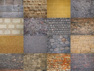 Collage of various old walls textures. 