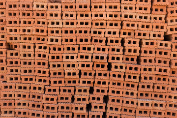 pile of brick block used for industrial in residential building
