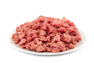 Minced meat on a white background.