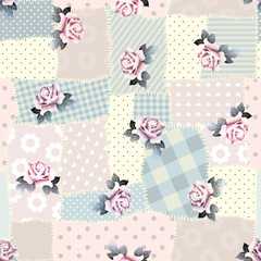 Retro patchwork with roses.