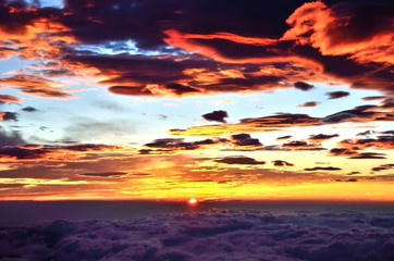 Fototapeta na wymiar Goraiko (sunrise) seen from the top of the Mount Fuji, Japan 