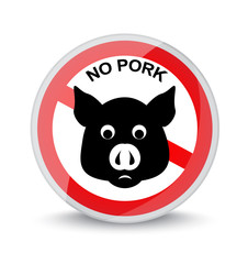 red sign forbidding pork to draw a pig snout