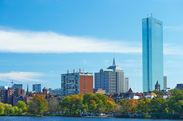 Boston and Charles river view from Harvard Bridge