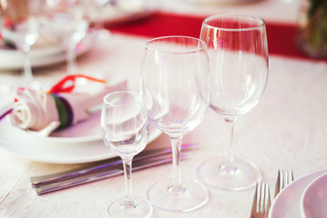 table set for wedding or another catered event dinner
