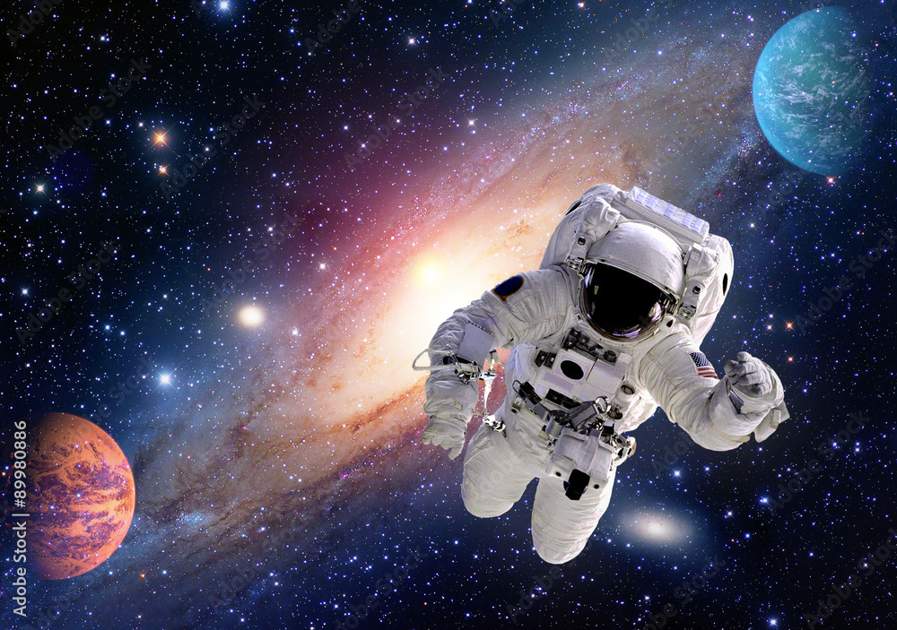 Sticker astronaut spaceman outer space solar system people planet universe. elements of this image furnished