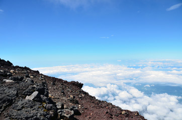 view from the top of Mt. Fuji : the trail of crater rim (Ohachi meguri)
