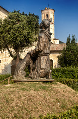 Fototapeta na wymiar bronze statue of St. Francis in Gubbio
