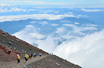 Mt. Fuji climbing,Yoshida Trail for descent 
