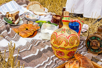 Fototapeta premium Retro breakfast like in old times, outdoor.