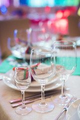 table set for wedding or another catered event dinner
