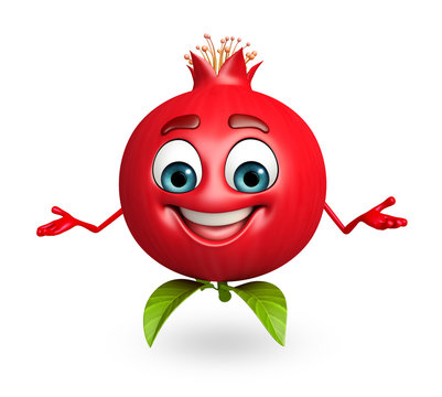 Cartoon character of pomegranate fruit