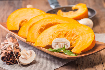 Slices of fresh pumpkin