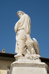 Statue of Dante Alighieri in Florence/Statue of Dante Alighieri.Piazza di Santa Croce in Florence, Italy