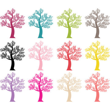 Colorful Tree Silhouette