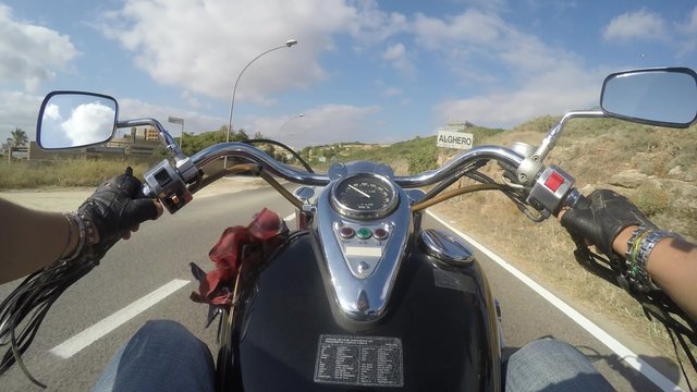 classic motorcycle getting to Alghero, Italy