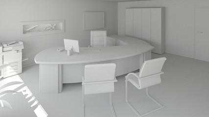 3D interior rendering of a modern office