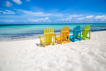 Caribbean Beach Chair - obrazy, fototapety, plakaty