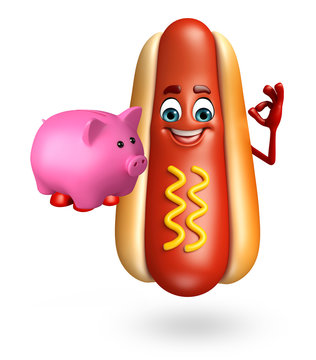 Cartoon character of hot dog