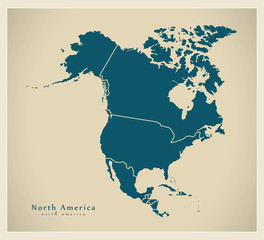 Modern Map - North America Map with countries complete