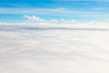 Top view from The airplane blue sky and white cloud