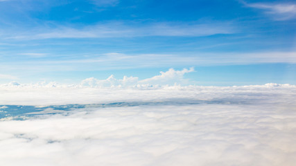 Top view from The airplane blue sky and white cloud