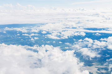 Top view from The airplane blue sky and white cloud