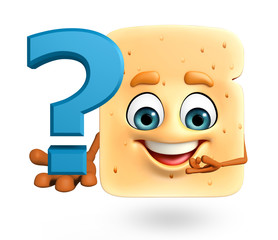 Cartoon character of bread with ouestion mark