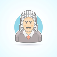 Judge icon. Avatar and person illustration. Flat colored outlined style.