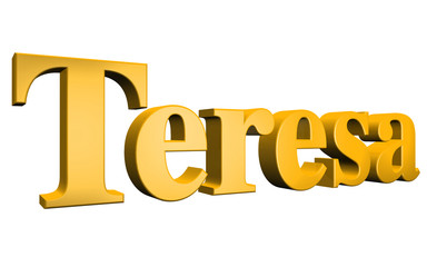 3D Teresa text on white background