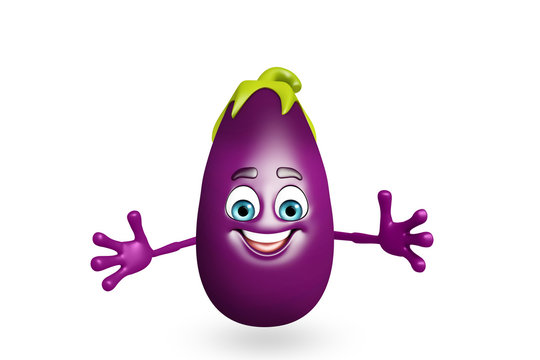 Cartoon character of  brinjal fruit