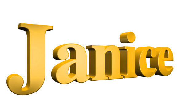 3D Janice text on white background
