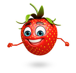 Fototapeta premium Cartoon character of strawberry
