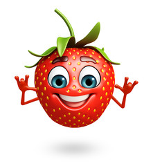 Obraz premium Cartoon character of strawberry
