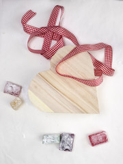 turkish delight with a  heart shaped gift box and ribbon