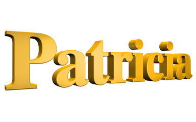 3D Patricia text on white background