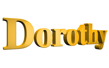 3D Dorothy text on white background