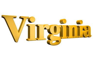 3D Virginia text on white background