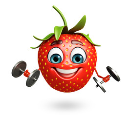 Obraz premium Cartoon character of strawberry