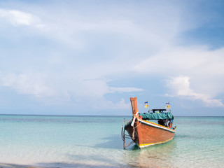 Boat on beach in summer season, South Region, Thailand